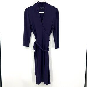 Banana Republic Deep Eggplant Purple Jersey Belted Midi Dress Small Petite